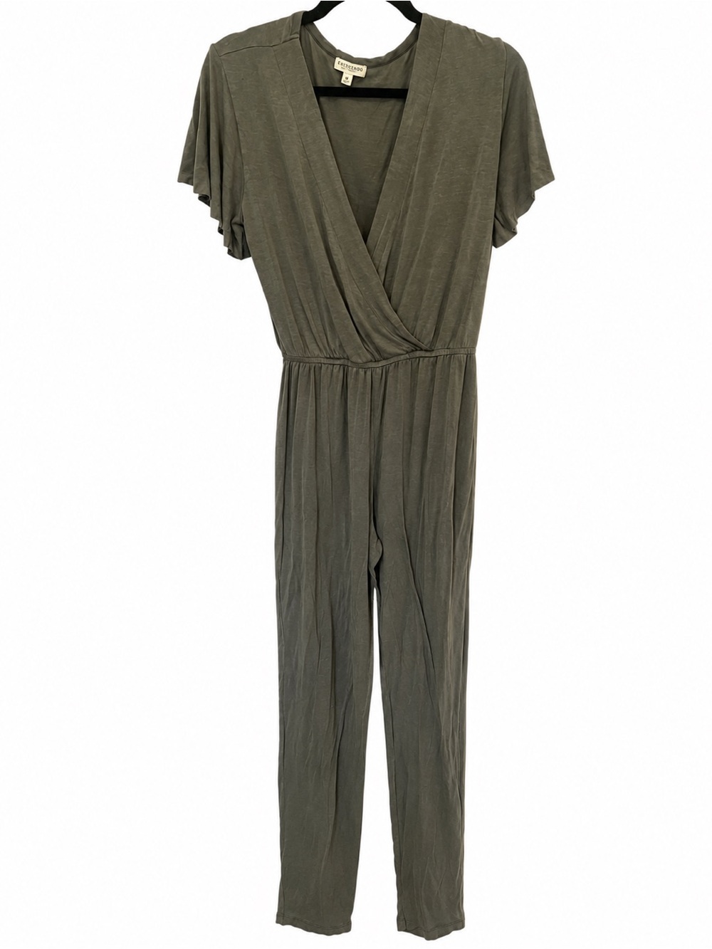 Earthbound Olive Green V-Neck Short Sleeve Jumpsuit